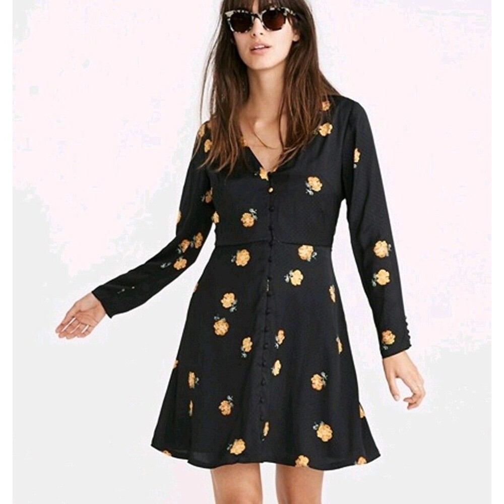 Madewell Floral Lily Blossom Mini Dress Sz 10 L Boho Whimsygoth Festival Y2K 90s